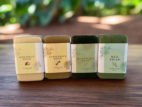 Rosemary, Coconut, Cinnamon & Rue Soaps | Jabones de Romero, Coco, Canela y Ruda